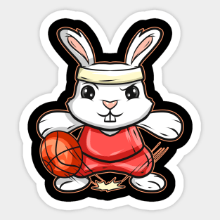 Kawaii Rabbit Or Bunny Playing Basketball On Easter Sticker